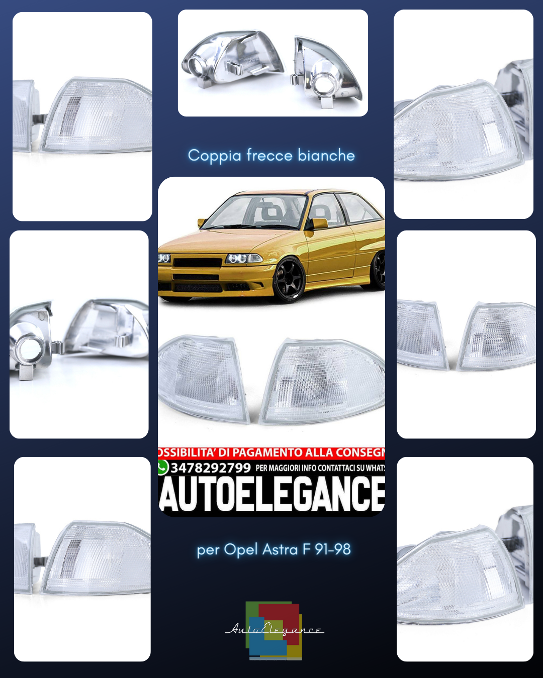 Coppia frecce bianche sinistra destra per Opel Astra F 91-98 AUTOELEGANCERICAMBI