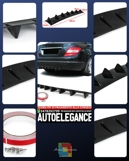 Universal 7-Flat Rear Bumper Diffuser Gloss Black 