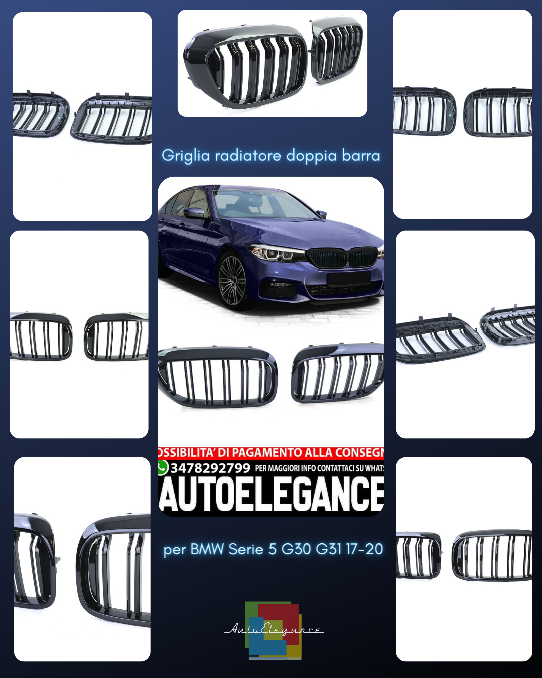 Radiator grille double bar glossy performance look suitable for BMW 5 Series G3 
