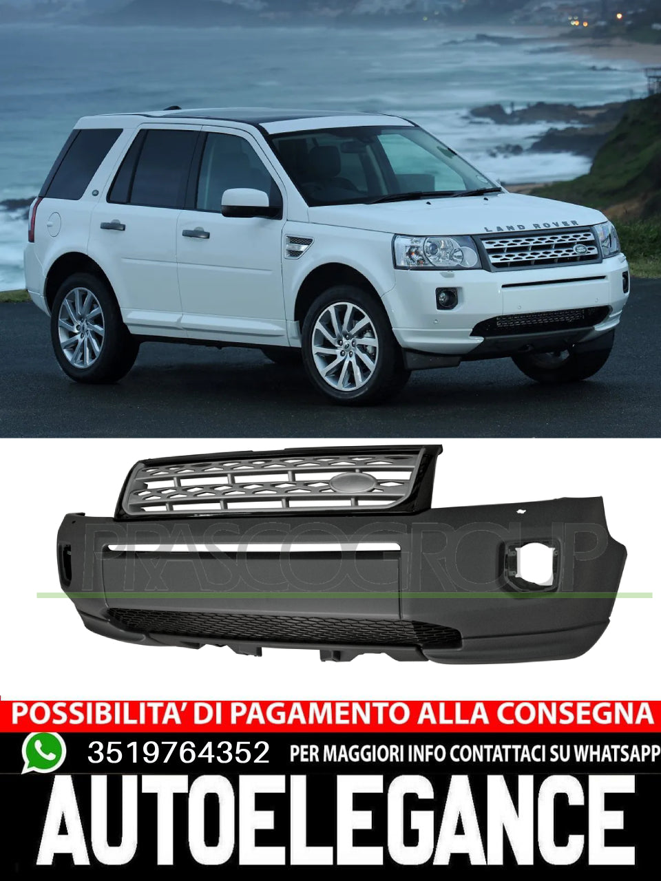 Paraurti Prasco Anteriore CON PRIMER GRIGLIA CENTRALE per LAND ROVER FREELANDER