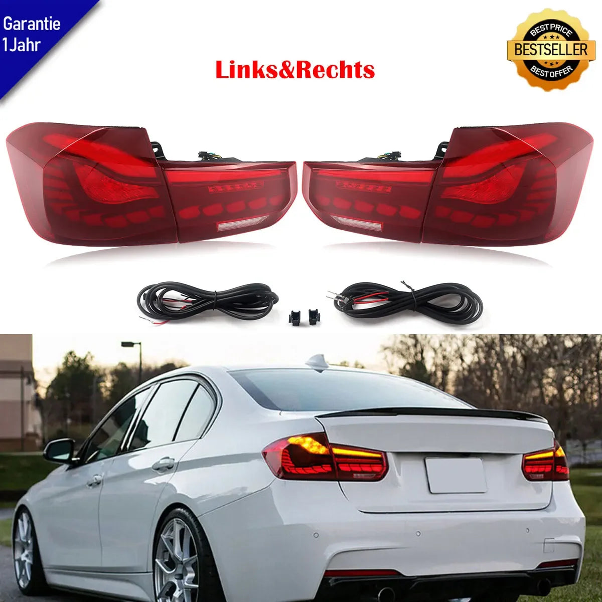 💎TAILLIGHTS SUITABLE FOR BMW 3 series F30 F35 F80 2012-2018 BLACK 💎