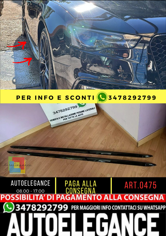 💥MINIGONNE ADATTE PER AUDI A6 4G DAL 2011 AL 2018 NERO LUCIDO LOOK SPORTIVO💥