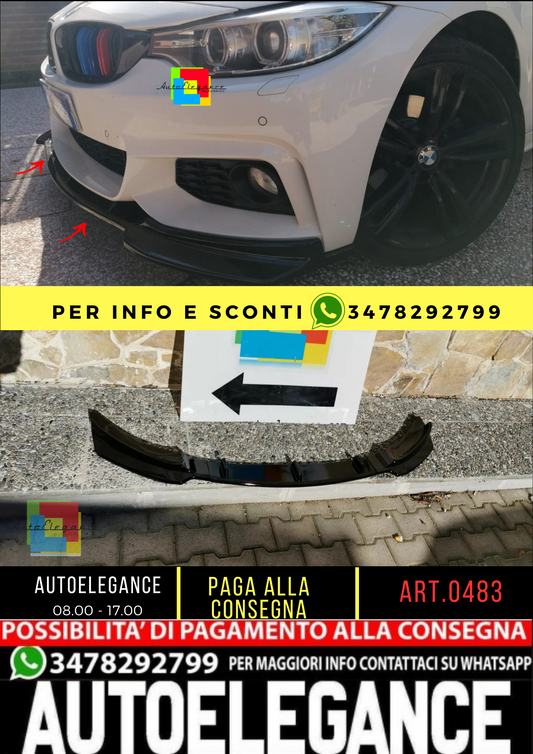 ⭐0483 SPOILER SOTTO PARAURTI M NEROLUCIDO SPLITTER BMW SERIE 4 F32 F33 F3613-19⭐