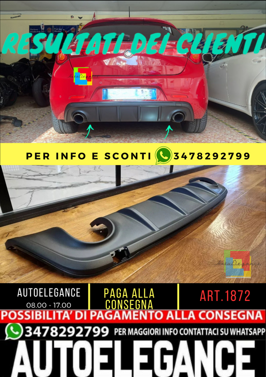 ⭐ALFA ROMEO GIULIETTA 2010+ DAM DIFFUSER ABS YELLOW VELOCE REAR PROFILE .-⭐