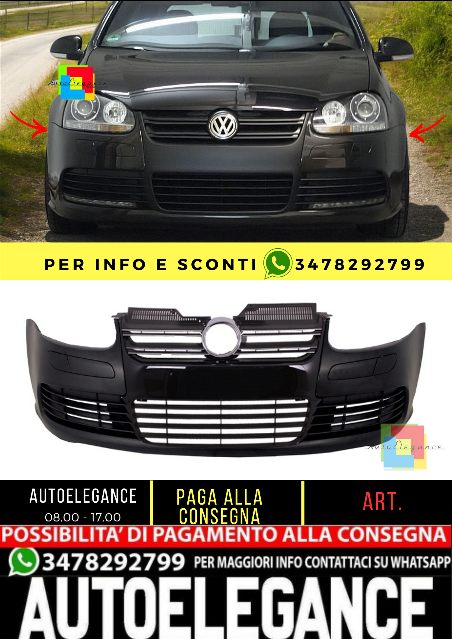 💥Paraurti anteriore adatto per VW Golf V 5 (2003-2007) Glossy Black Grill💥