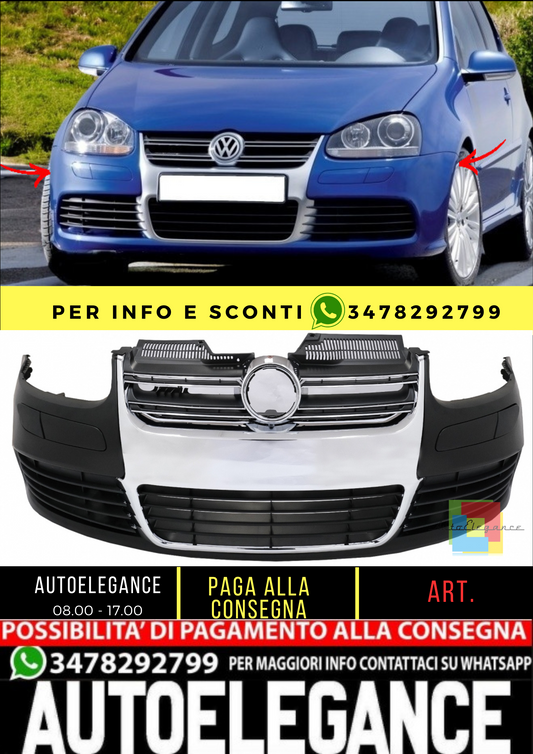 💥PARAURTI ANTERIORE ADATTO PER VW Golf V 5 (2003-2007) R32 Look Griglia croma💥