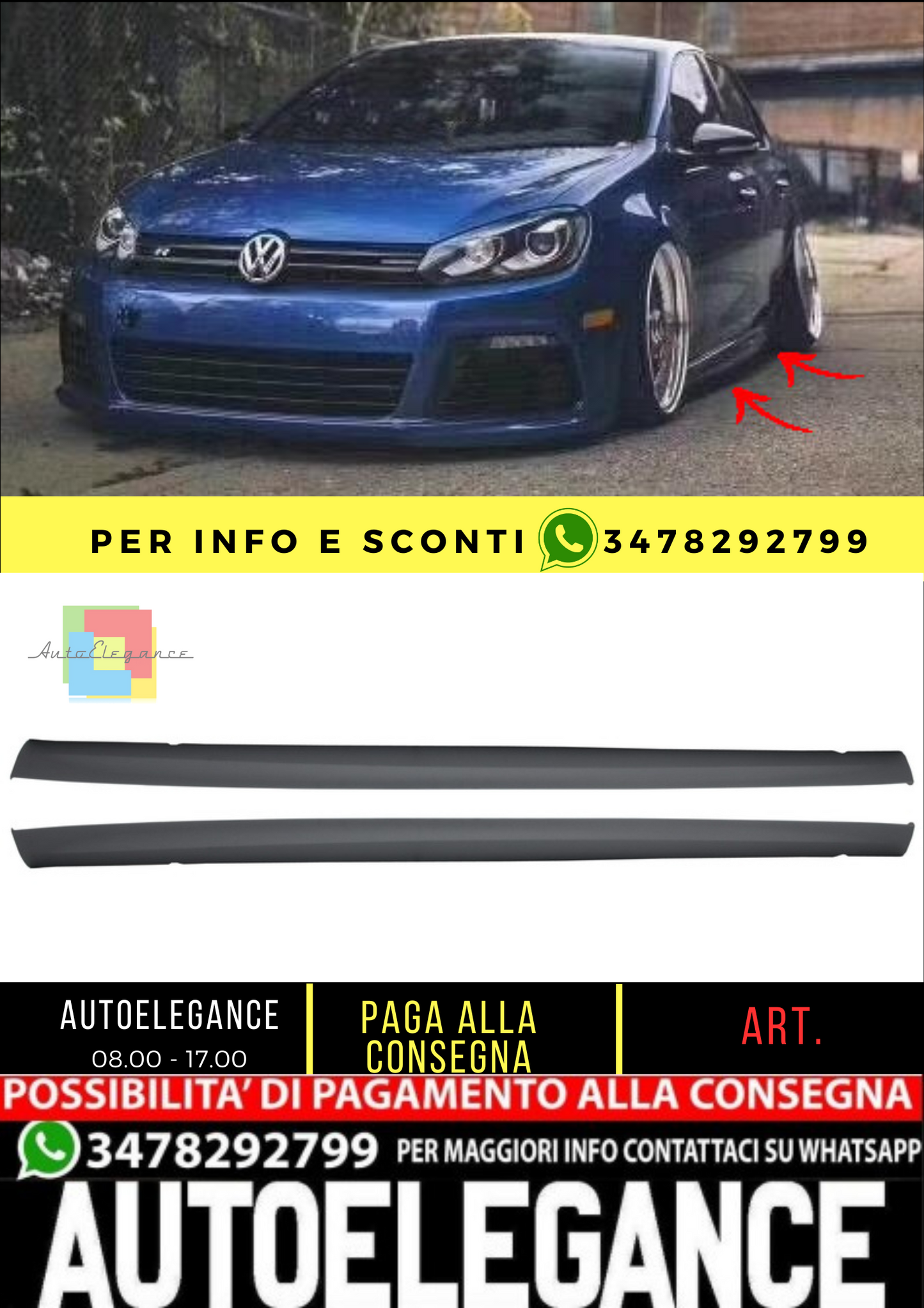💥Minigonne laterali adatte per VW Golf VI Mk6 (2008-up) R20 Design💥