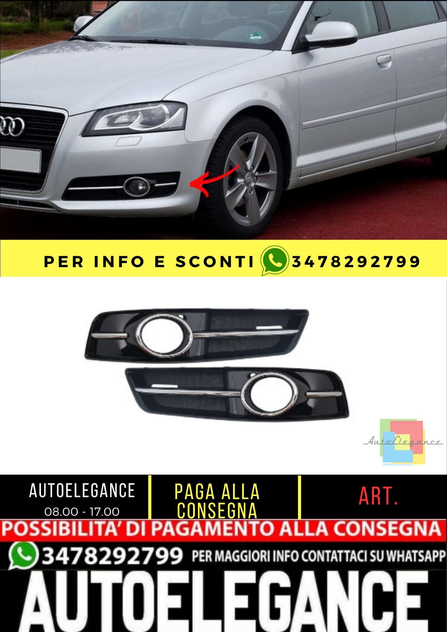 💥Griglie laterali adatte per Audi A3 Facelift 8P1 (2008-2012) S3 Sline Design💥