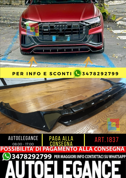 ⭐ 1837 SPLITTER ADATTO PER AUDI Q8 2018-2024 SLINE SQ8 NERO LUCIDO⭐