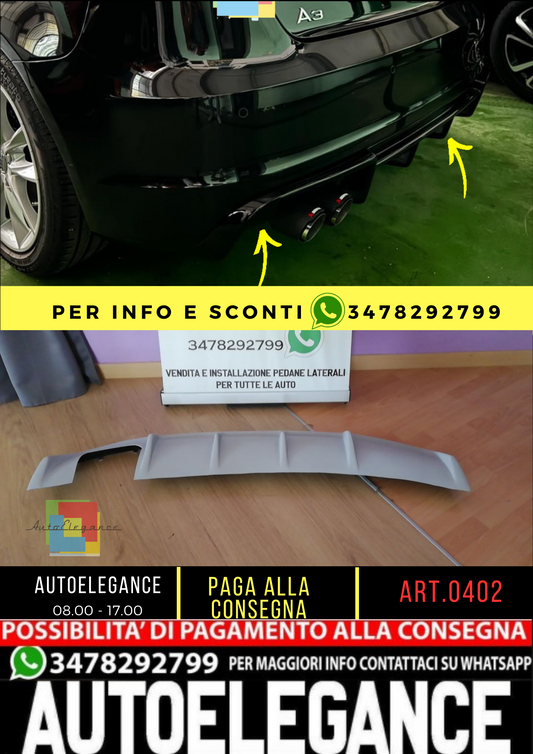 💥0402 DIFFUSER SUITABLE FOR AUDI A3 8V 2012-2016 SLINE LOOK RS3 2SX 💥