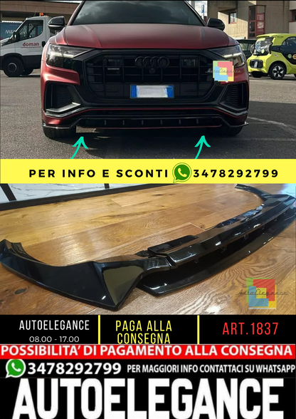 💥 1837 SPLITTER ADATTO PER AUDI Q8 2018-2024 SLINE SQ8 NERO LUCIDO💥