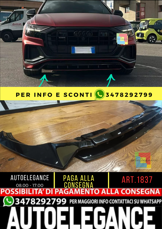 💥 1837 SPLITTER ADATTO PER AUDI Q8 2018-2024 SLINE SQ8 NERO LUCIDO💥
