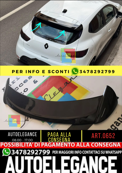 💥0652 RENAULT CLIO MK4 4 12-18 SPOILER TETTO LOOK SPORTIVO ABS NERO LUCIDO💥