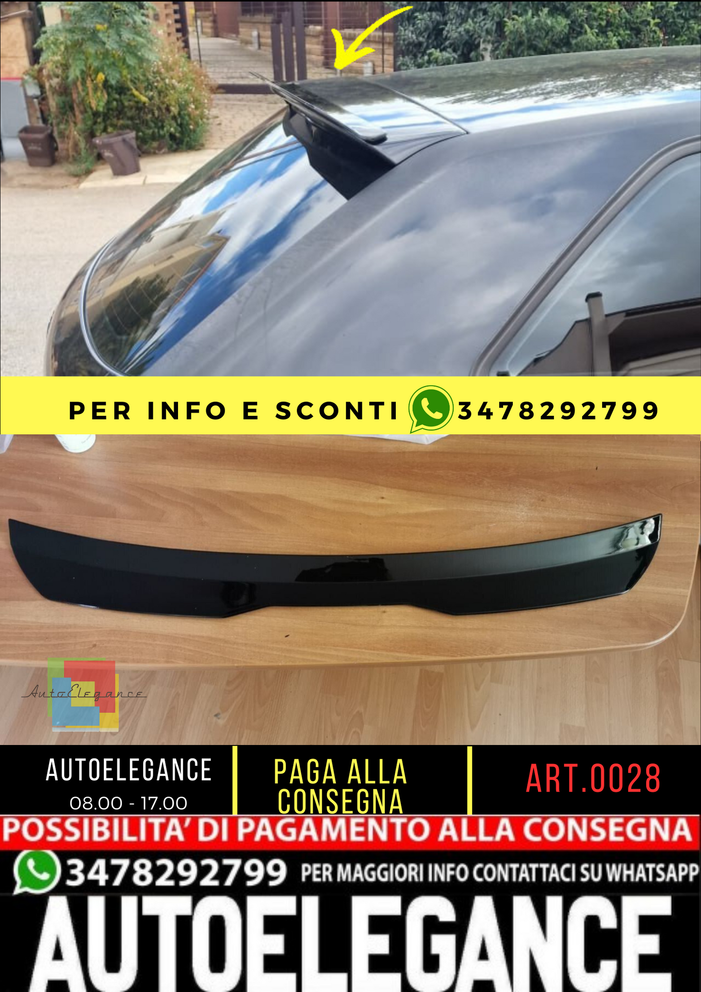 💥0028 spoiler ala aggiuntiva nero lucido adatto per audi a3 8p 3 porte💥