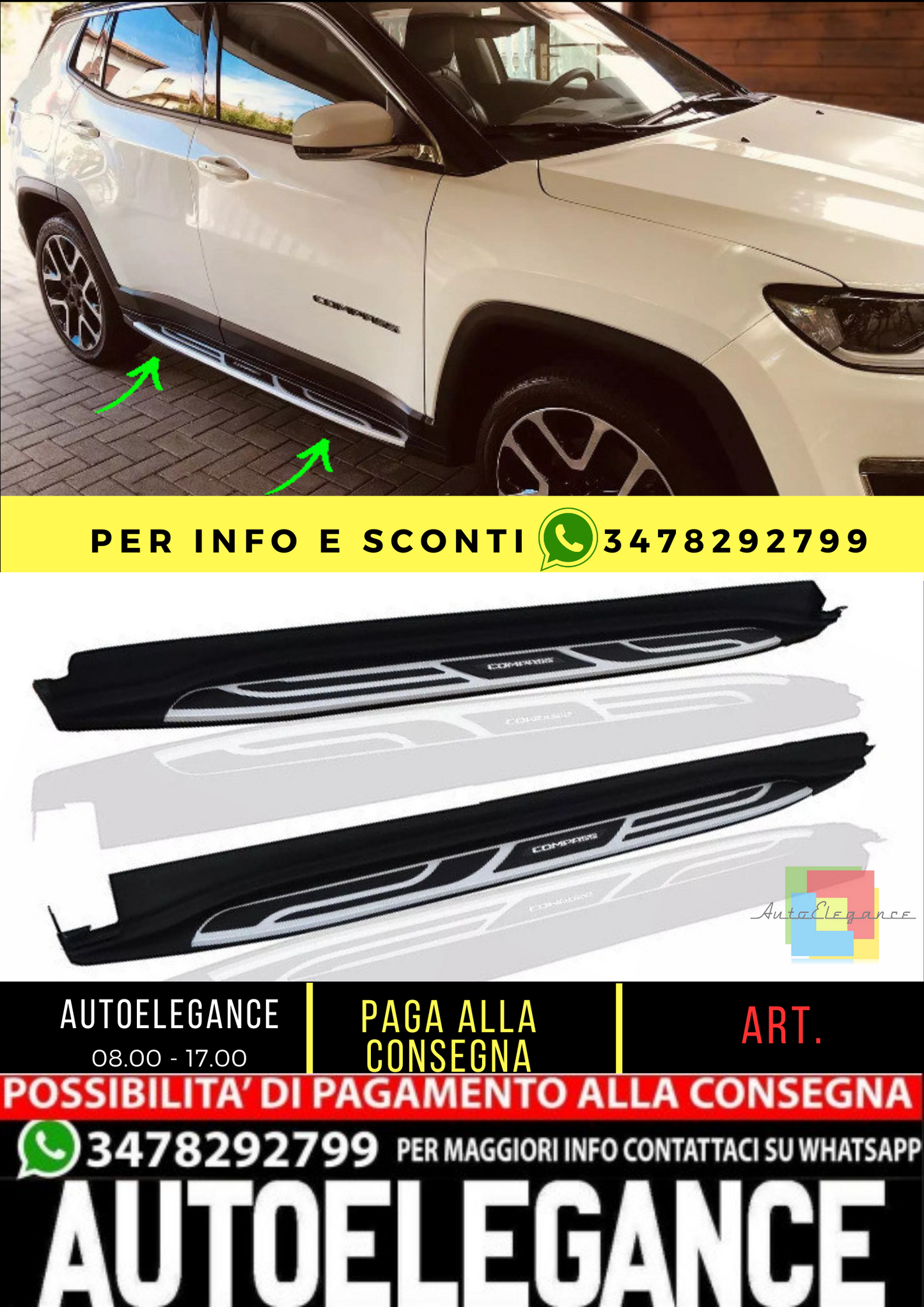 💥MINIGONNE LATERARI ADATTO PER Jeep Compass MX 2017 + 4x4💥