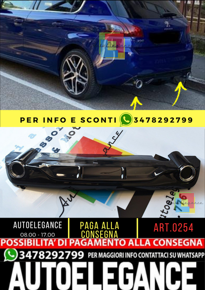 ✨0254 DIFFUSORE ADATTO PER PEUGEOT 308 II 5 PORTE 13-21 LOOK GTI NERO LUCIDO✨