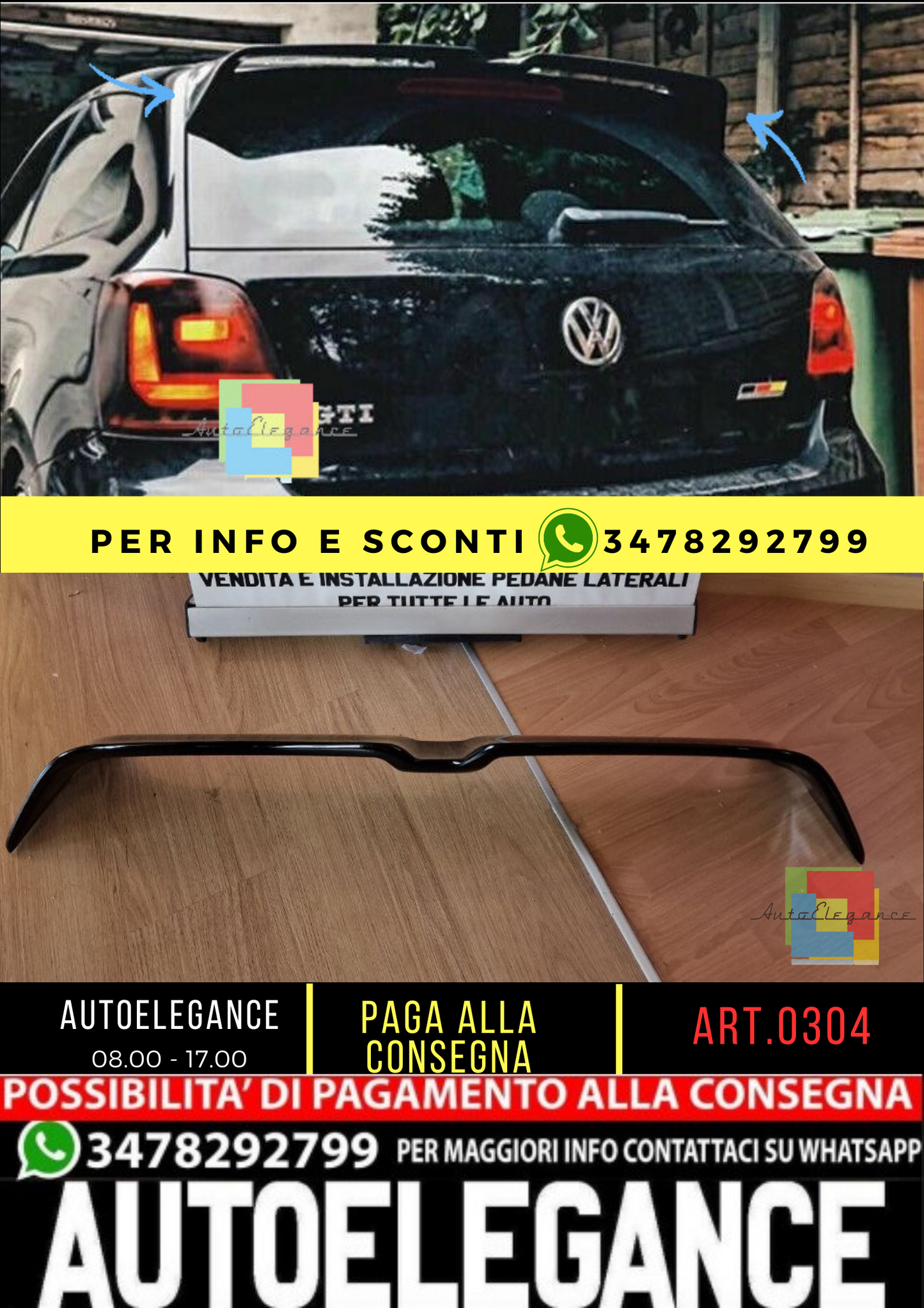 💥0304 SPOILER SUITABLE FOR VW POLO 6R 6C 2011-2017 glossy black rline look 💥 