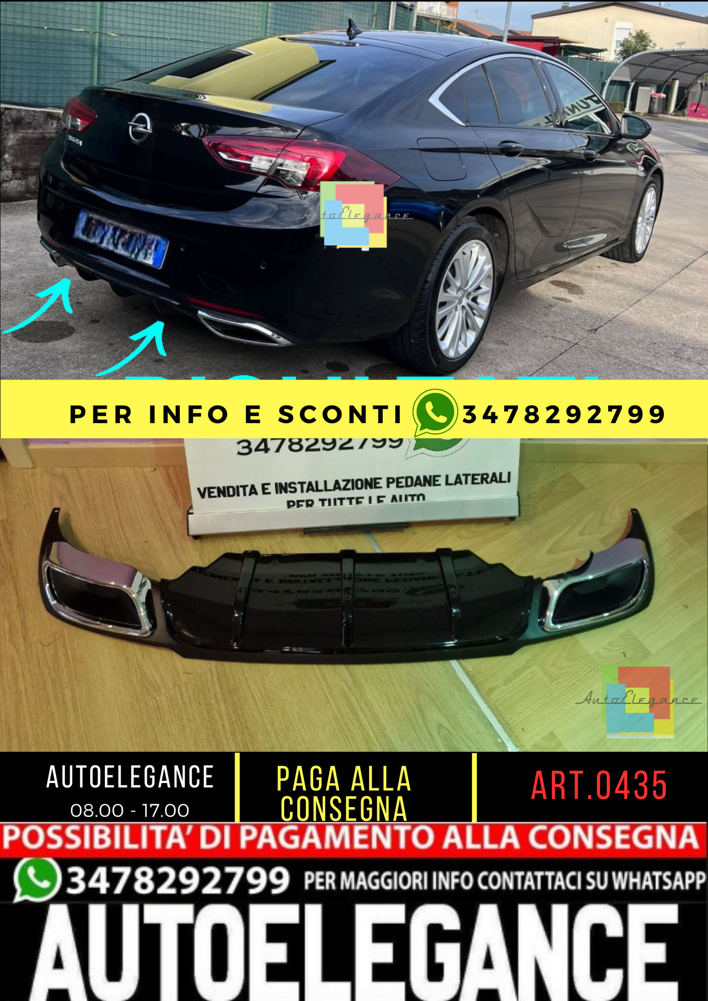 💥0435 DIFFUSORE ADATTO PER INSIGNIA B STATION 2018+ NERO LUCIDO💥