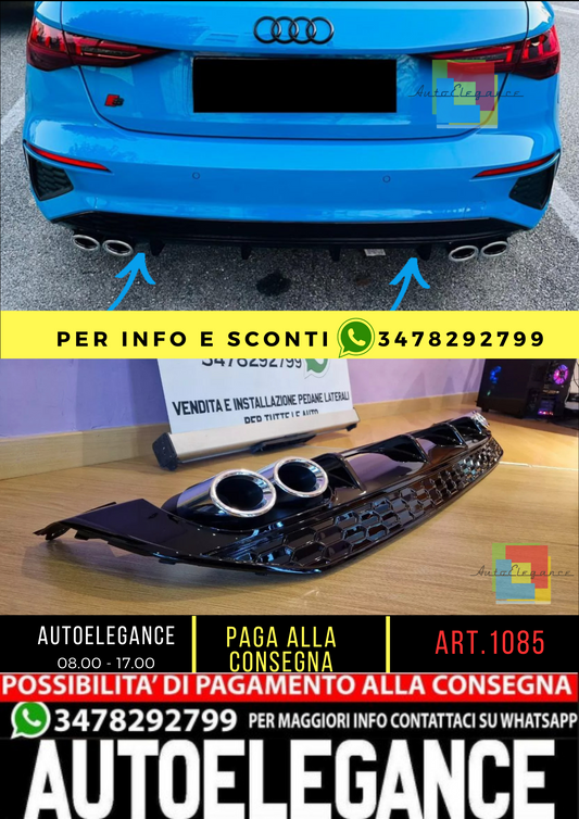 💎1085 DIFFUSORE ADATTO PER AUDI A3 8Y 20+ SPORTBACK LOOK S3 PER PARAURTI SLIN💎