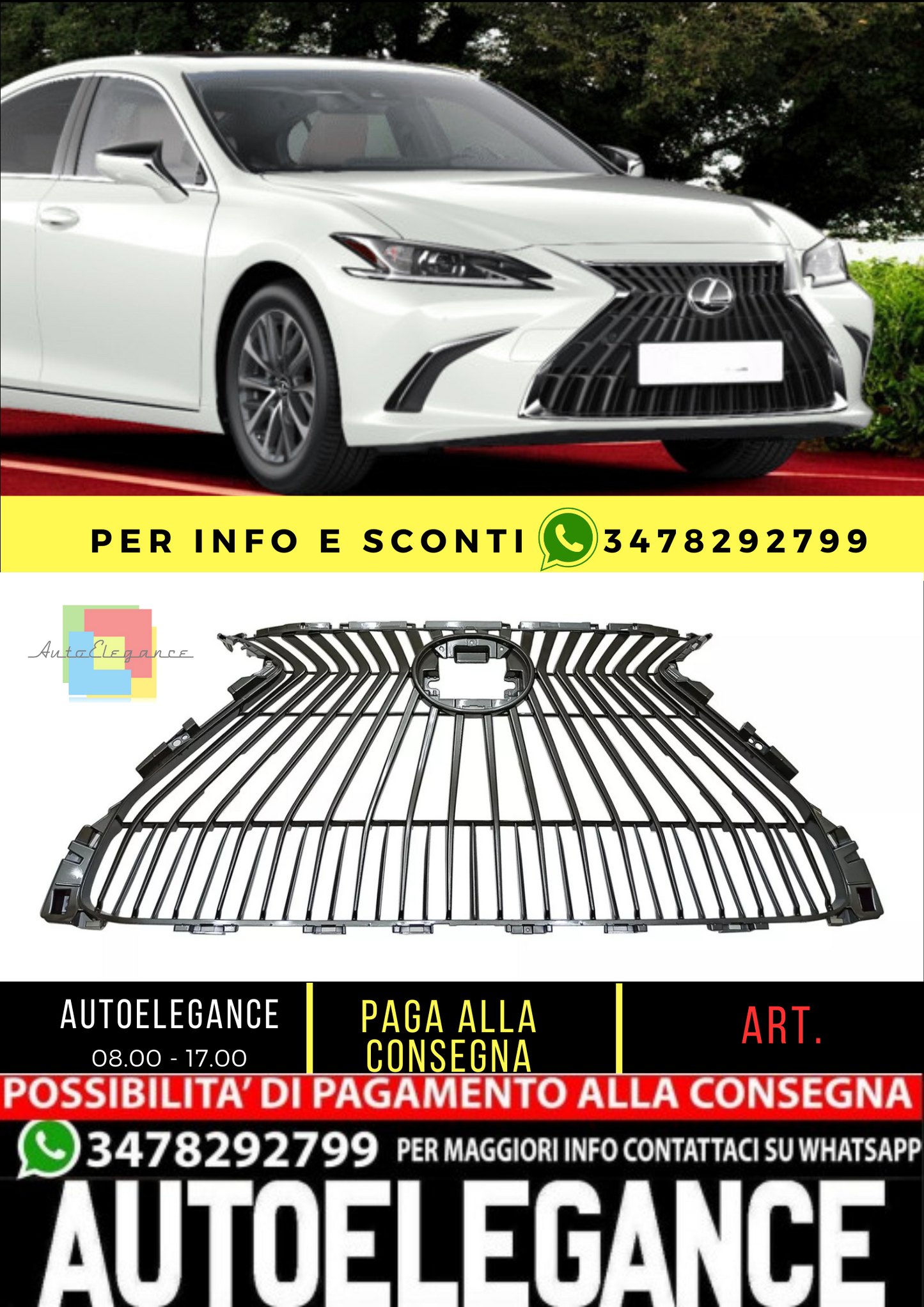 💥GRIGLIA RADIATORE ADATTO PER Lexus ES 2018 - 2021💥