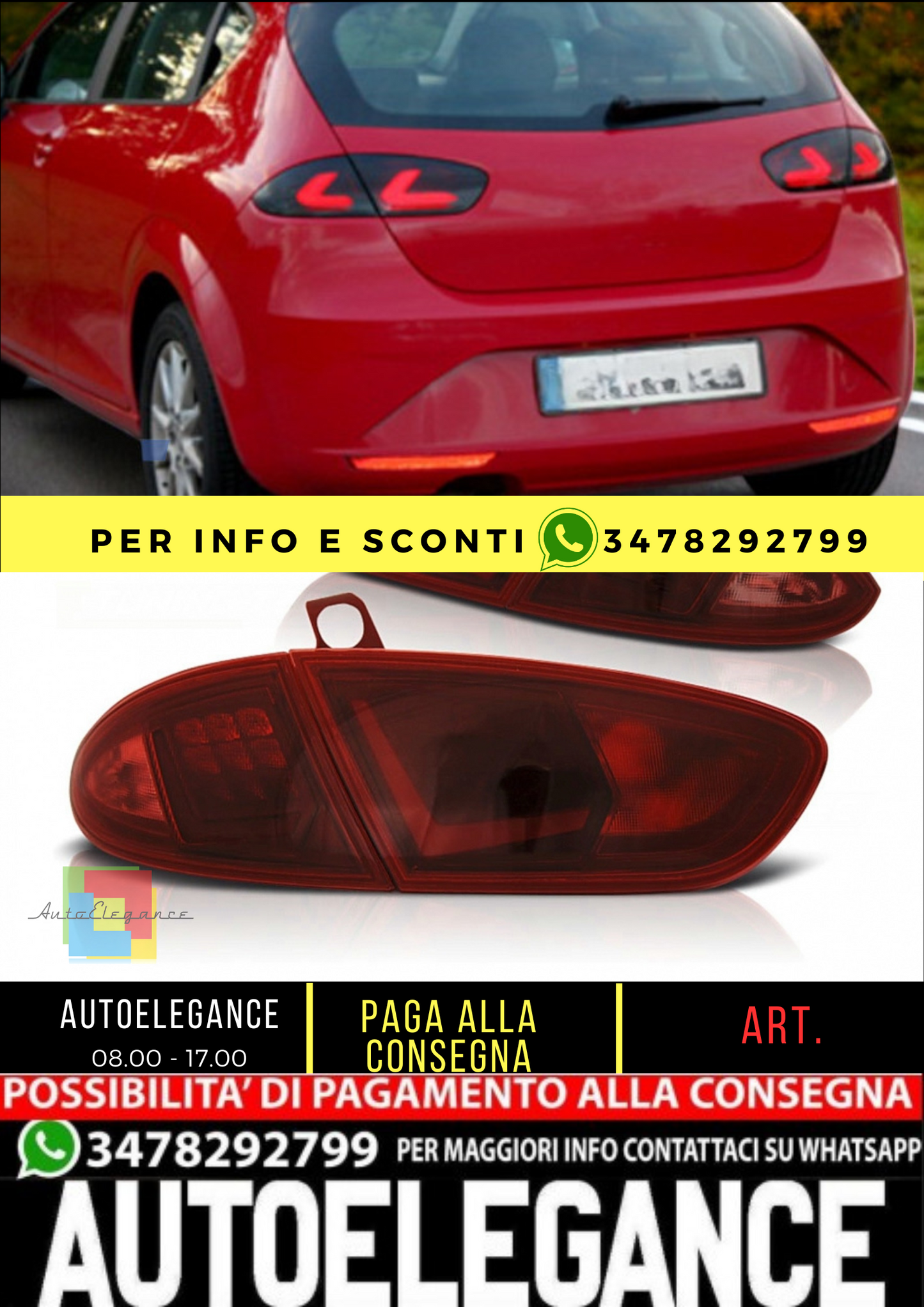 💥Fanali posteriori a barra LED adatti per Seat Leon 1P1 Facelift 09-12 Rosso💥