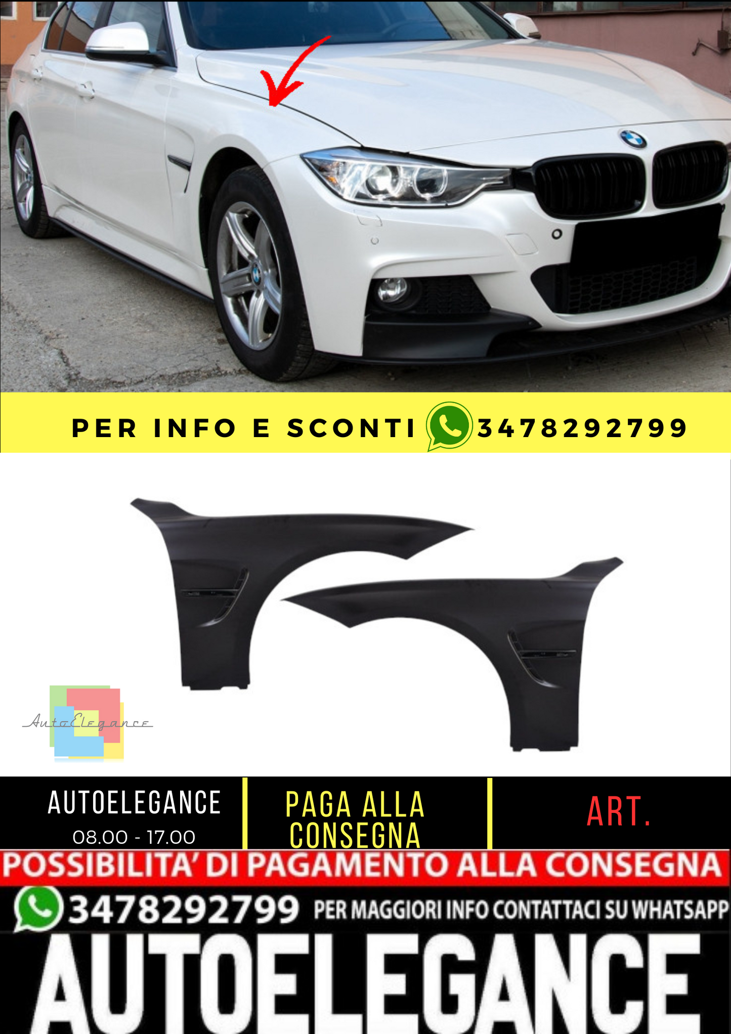 ⭐Parafanghi anteriori adatti per BMW Serie 3 3 F30 F31 11-up Berlina Touring M ⭐