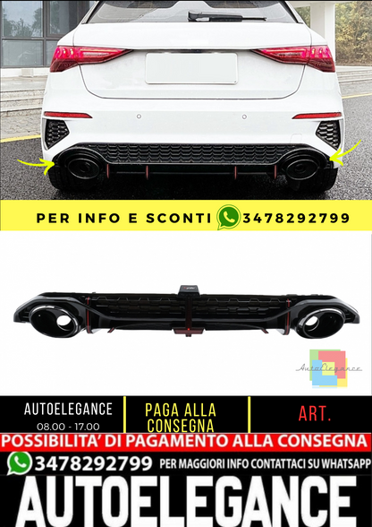 ⚡Diffusore paraurti posteriore adatto per Audi A3 8Y Hatchback S-Line S3 20⚡