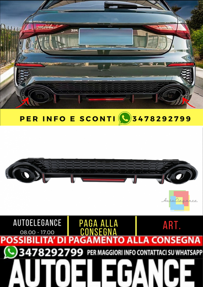 💎Diffusore paraurti posteriore adatto per Audi A3 8Y Hatchback S-Line S3 20💎