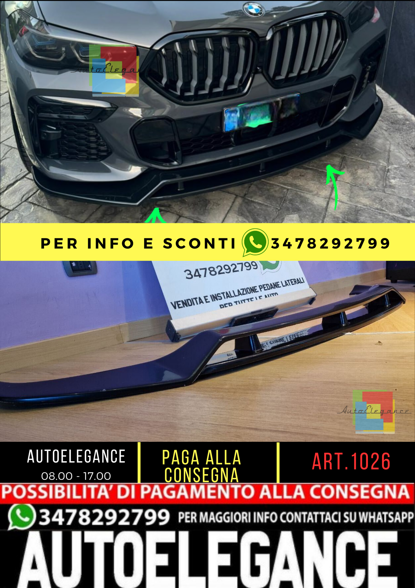 ⚡1026 SPLITTER ADATTO PER X6 G06 2020-2023 MSPORT NERO LUCIDO⚡