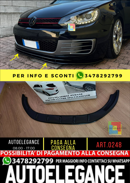 💥0248 SPLITTER ADATTO PER VW GOLF 6 STANDARD GTI NERO LUCIDO💥