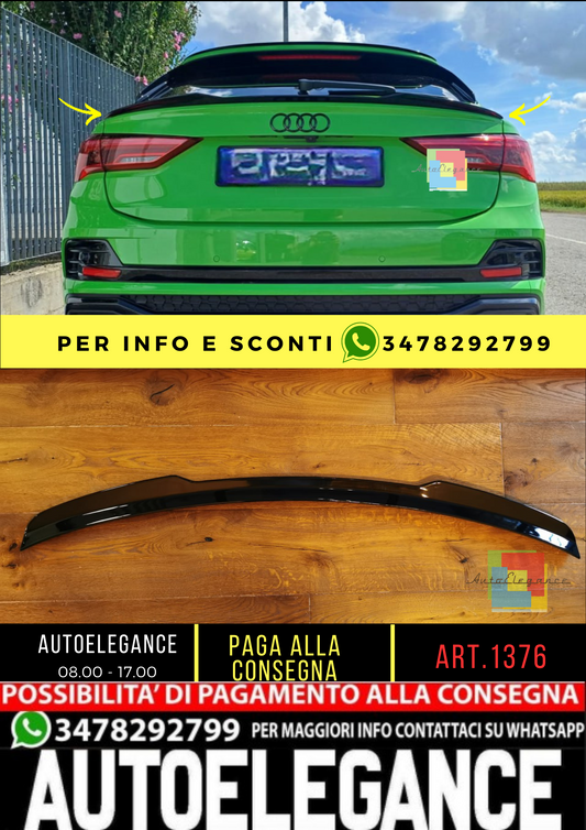 1376 SPOILER BAGAGLIAIO ADATTO PER AUDI Q3 F3 2019+ SPORTBACK NERO LUCIDO