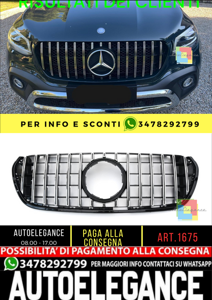💥1675 GRIGLIA ADATTO PER MERCEDES BENZ CLASSE X W470 2018+ LOOK GT CROMATA💥