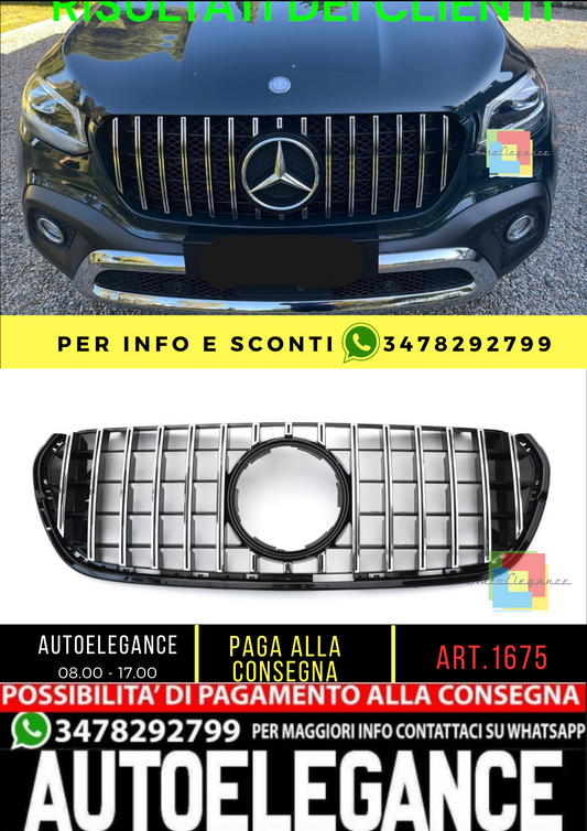 💥1675 GRIGLIA ADATTO PER MERCEDES BENZ CLASSE X W470 2018+ LOOK GT CROMATA💥