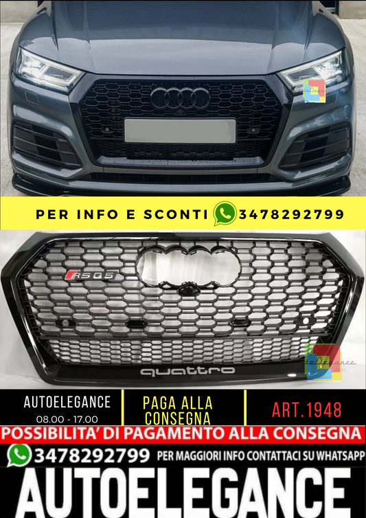 ⭐1948 GRIGLIA ADATTOPER AUDI Q5 FY 2017-2020 LOOK RSQ5 QUATTRO NERO LUCIDO⭐