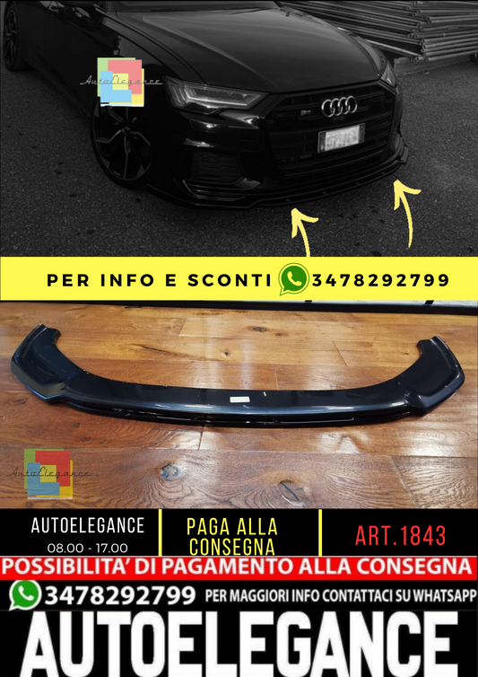 💥1843 SPLITTER ADATTO PER AUDI A6 C8 2018+ S6 NERO SLINE LUCIDO💥