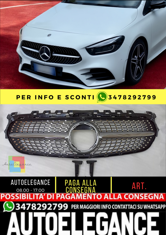 💥Griglia radiatore argento diamante adatto per Mercedes Benz Classe B W247 19💥
