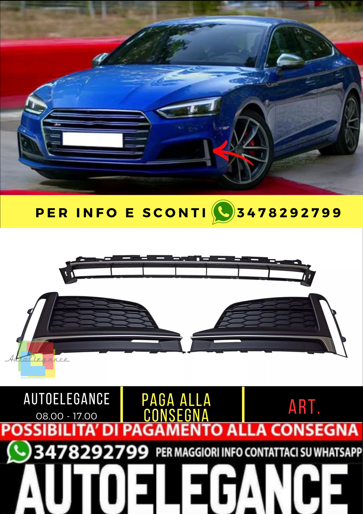 💥SET GRIGLIA DI VENTILAZIONE S Line ADATTO PER   Audi A5 16-19💥