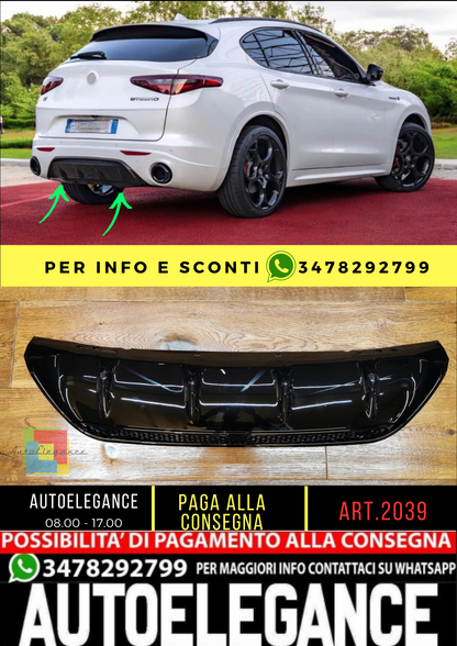 ⭐2039 DIFFUSORE ADATTO PER ALFA ROMEO STELVIO 949 16-20 NERO LUCIDO CON NIDO ⭐