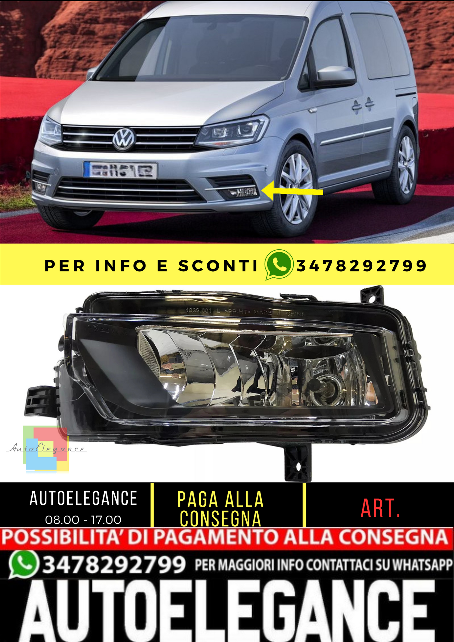 ⭐fendinebbia sinistro adatto per VW Caddy 2015 - 2020⭐