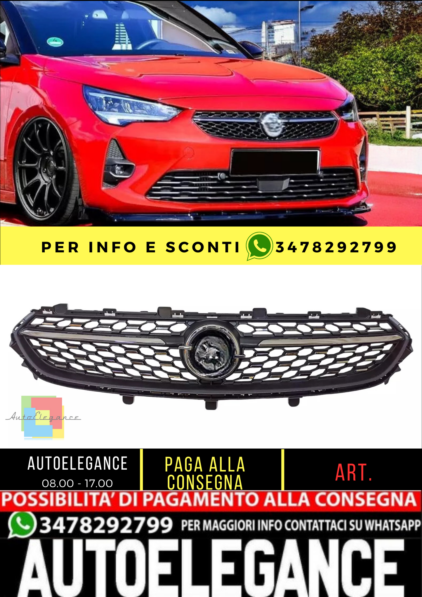 💥SET GRIGLIA RADIATORE ADATTO PER Opel Corsa F 2020 - 2023 💥