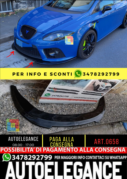 🔥PARAURTI ANTERIORE SPLITTER ADATTO PER SEAT LEON 1P ABS SPORTIVO NERO LIP 🔥