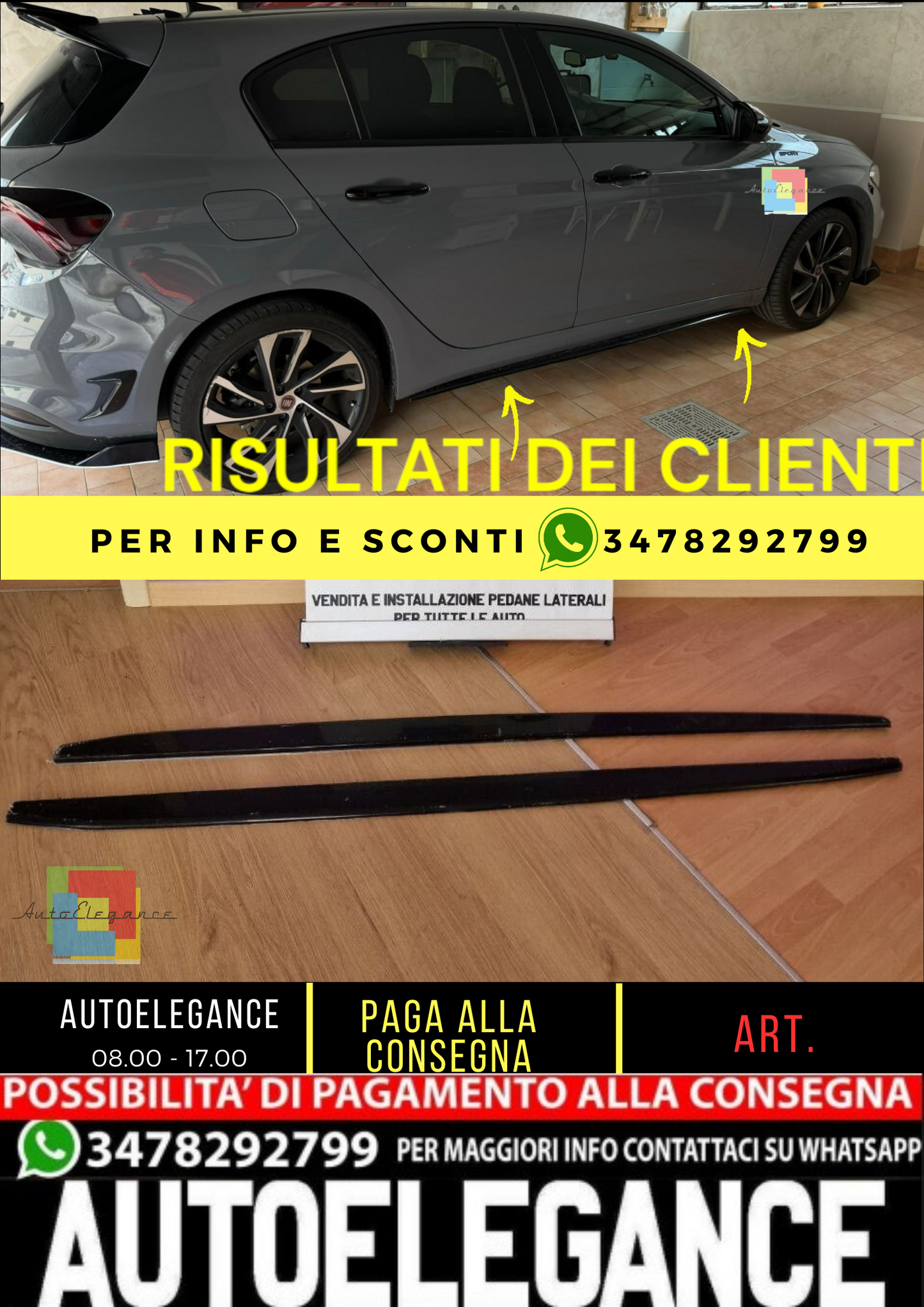 🔥Sotto minigonne nero lucido adatto per fiat tipo hatchback🔥