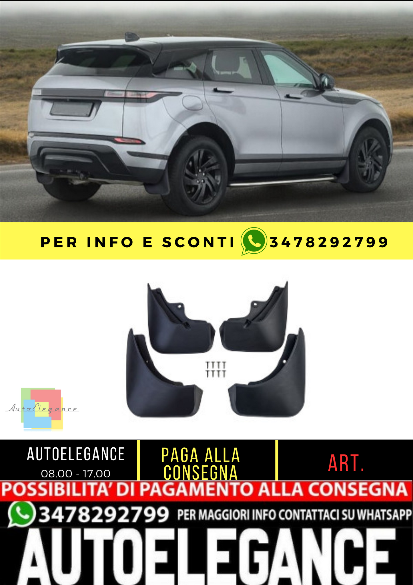✨Set paraspruzzi premium anteriore e posteriore per Range Rover Evoque L551 dal✨