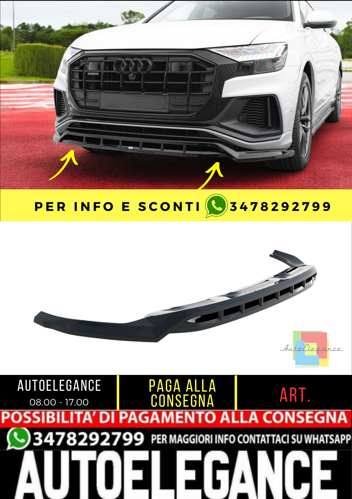 ✨SPLITTER ADATTO PER Audi SQ8 / Q8 S-Line Mk1✨
