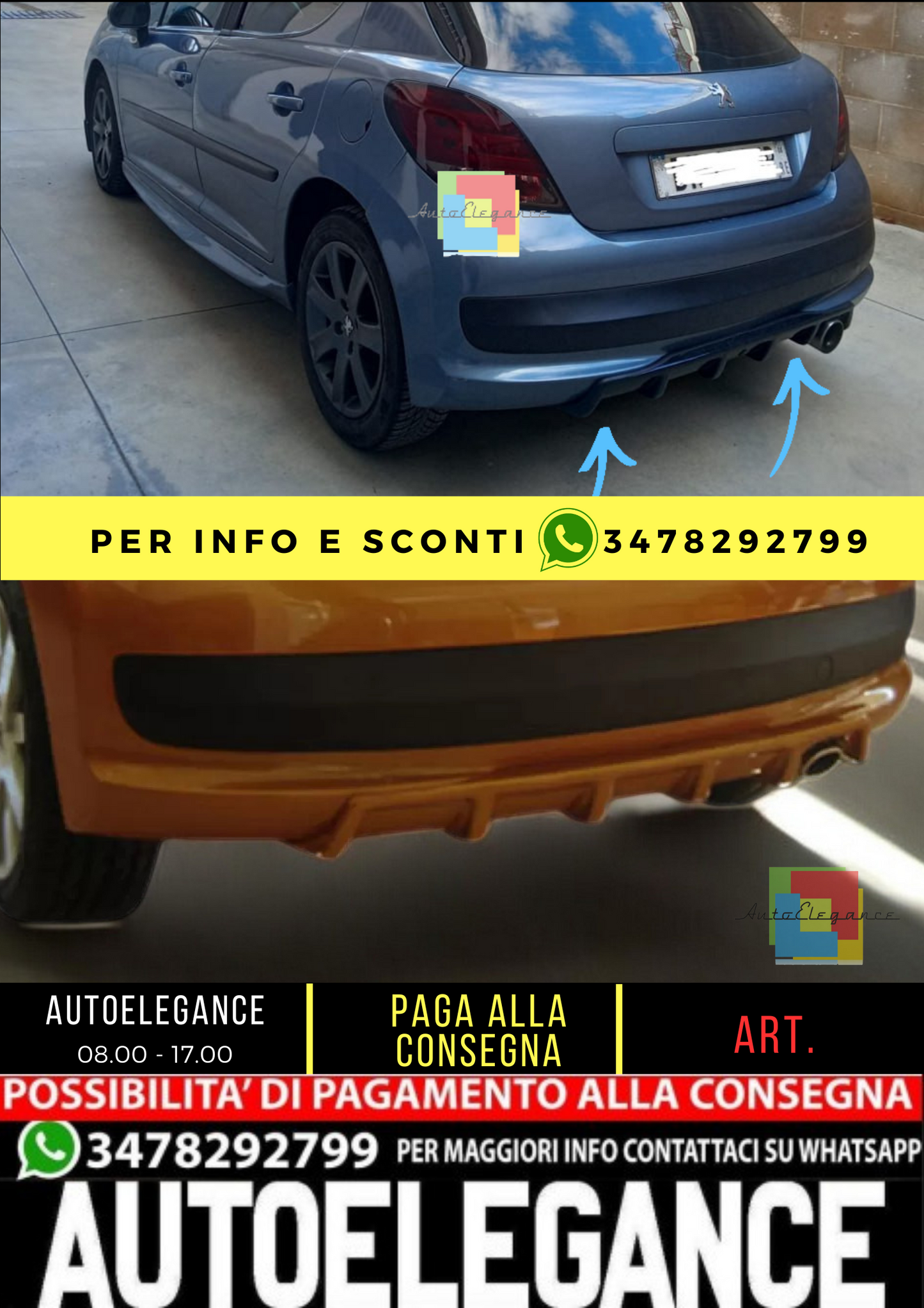 🔥DIFFUSORE ADATTO  PER PEUGEOT 207  LOOK SPORTIVO🔥
