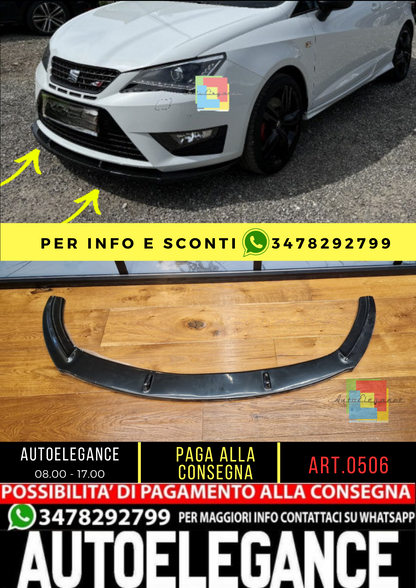 🔥 0506 SPLITTER ADATTO PER SEAT IBIZA 6J 2008-2017 NERO LUCIDO🔥