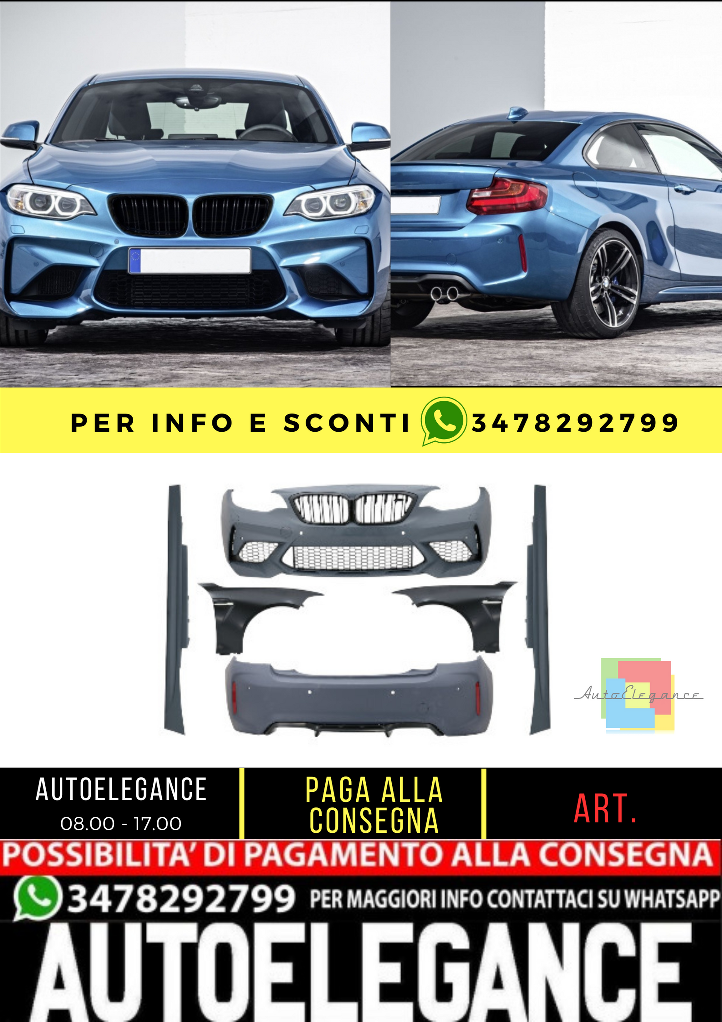 ✨BODYKIT SUITABLE FOR BMW 2 Series F22 Coupe F23 Cabrio (2014-2017) M2C Design✨