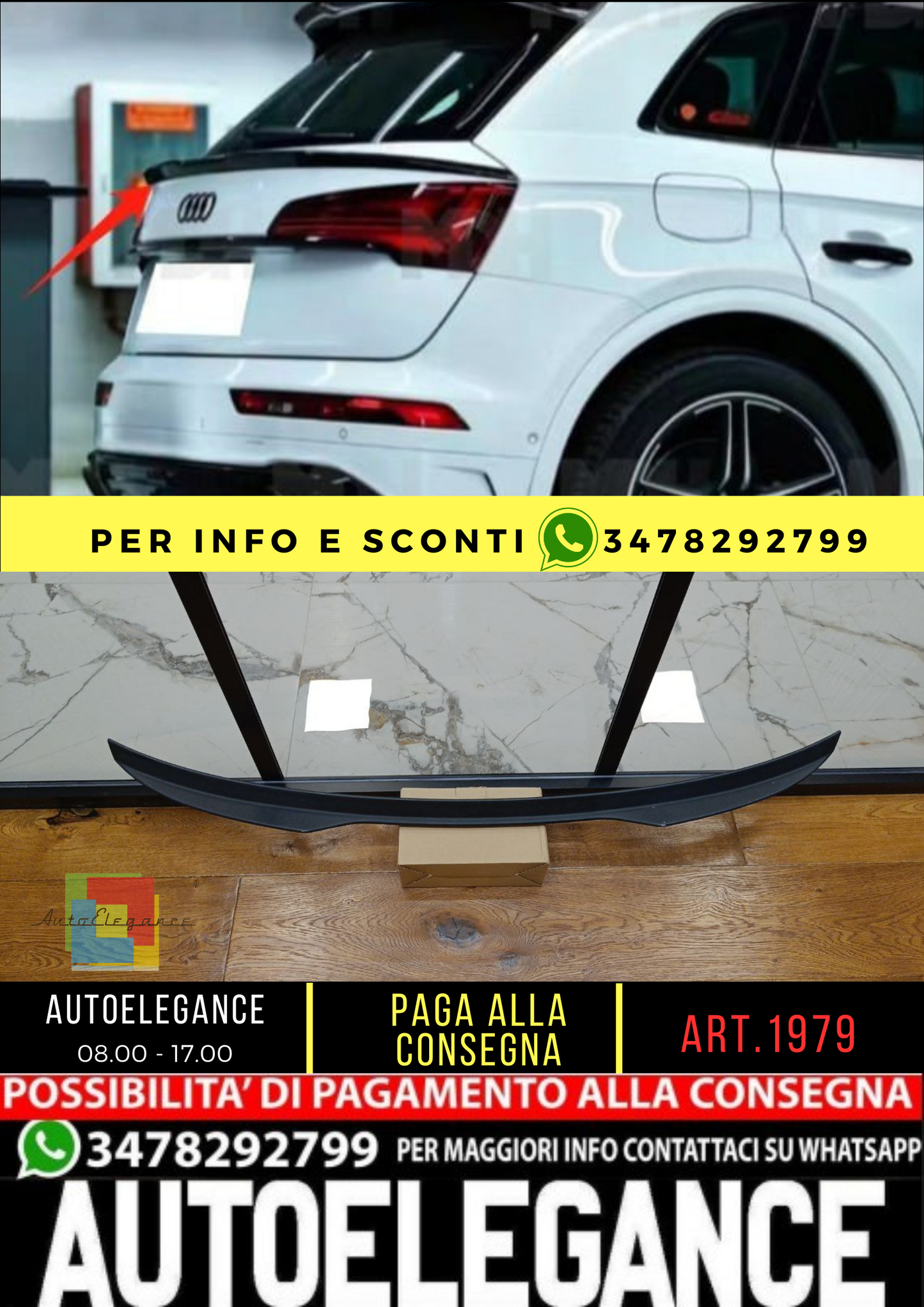 ✨1979 SPOILER ADATTO PER AUDI Q5 8R 2008-2017 GREZZO (PORTELLONE)✨