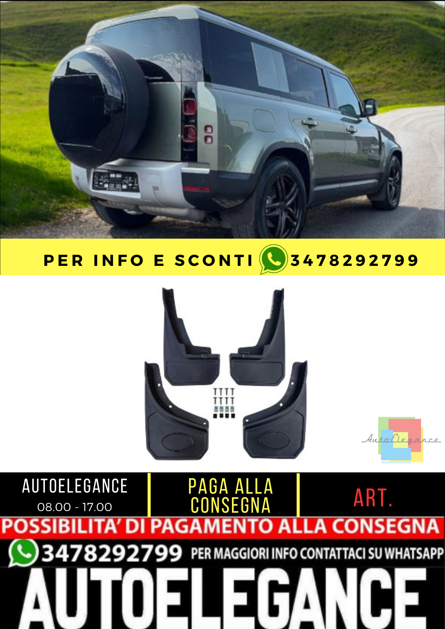 ✨Set paraspruzzi premium anteriore e posteriore per Land Rover Defender L663 ✨