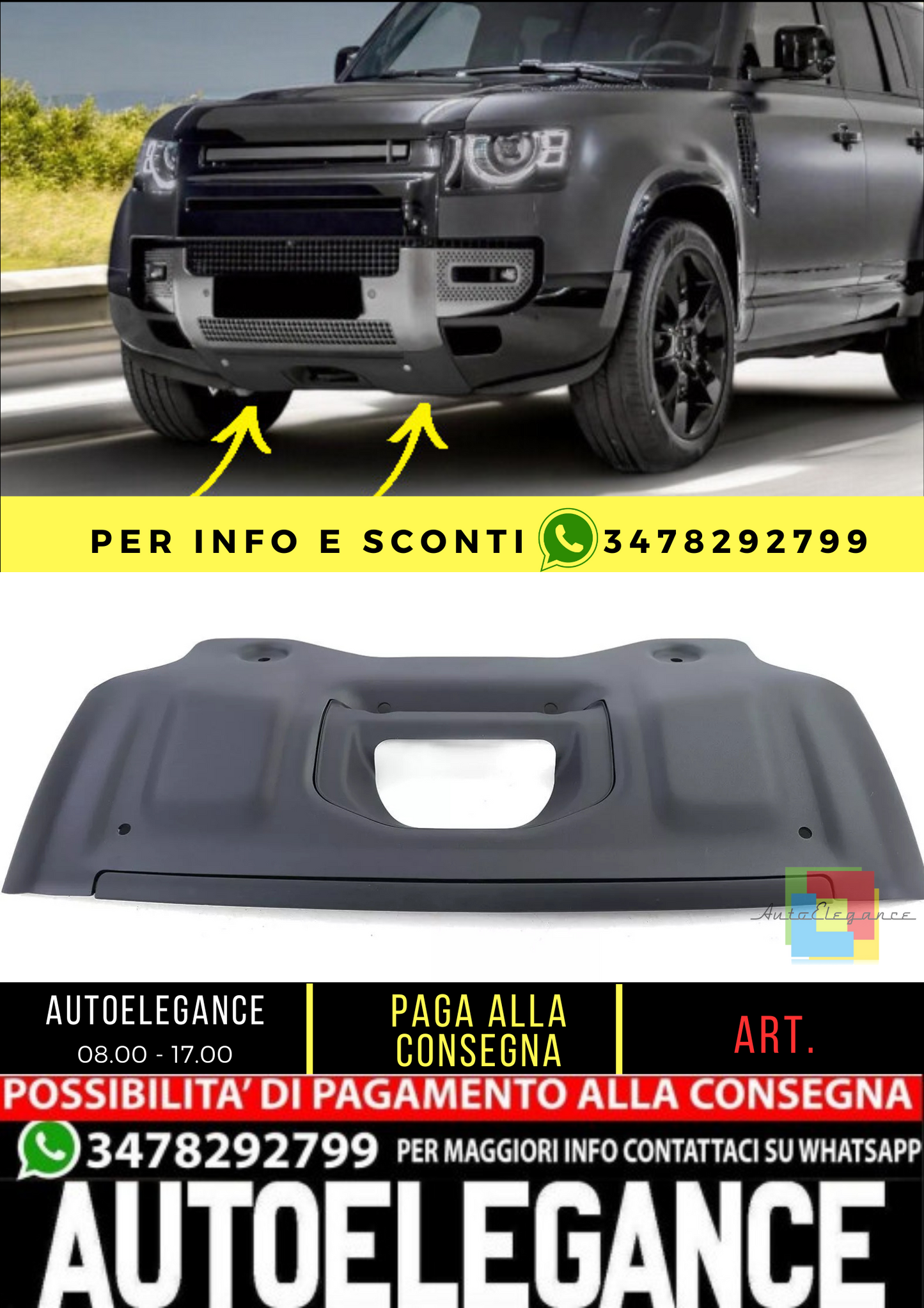 ✨PProtezione antincastro in alluminio nera per Land Rover Defender L663 90 110 ✨